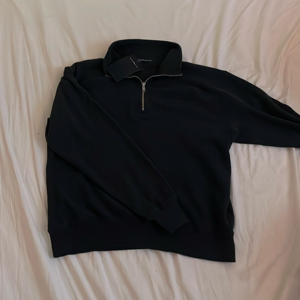 Navy waffle-textured quarter zip. Brandy Melville quarter zip.